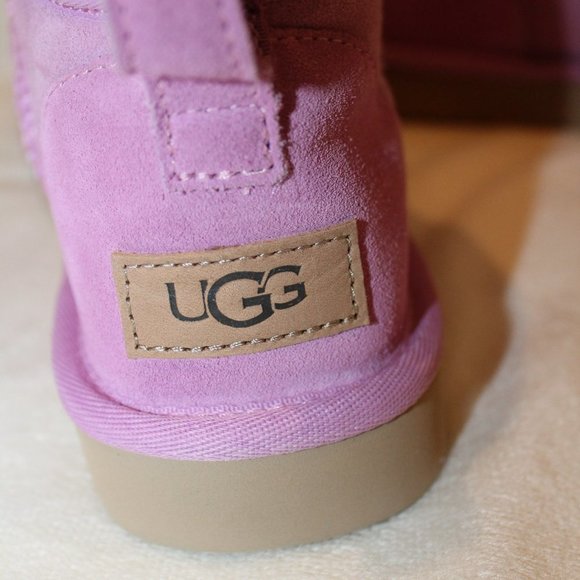 NIB UGG ULTRA MINI SUEDE SHEARLING ANKLE BOOTS WILDFLOWER PINK - Picture 6 of 7